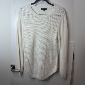 Lety & Me Josey Elbow Patch Sweater in white